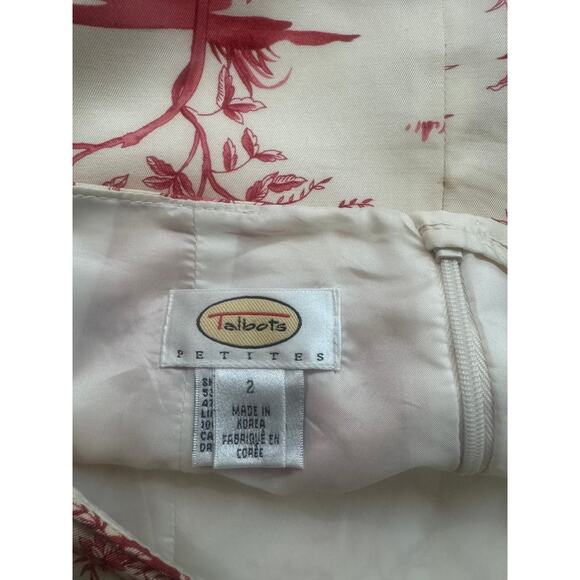 Vintage Talbots | Red + Beige Silk-Blend Toile Pencil Skirt | Size 2P - Picture 6 of 7